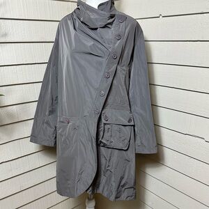 Sun Kim asymmetrical button grey rain/Spring jacket Made in U.S.A. size Large